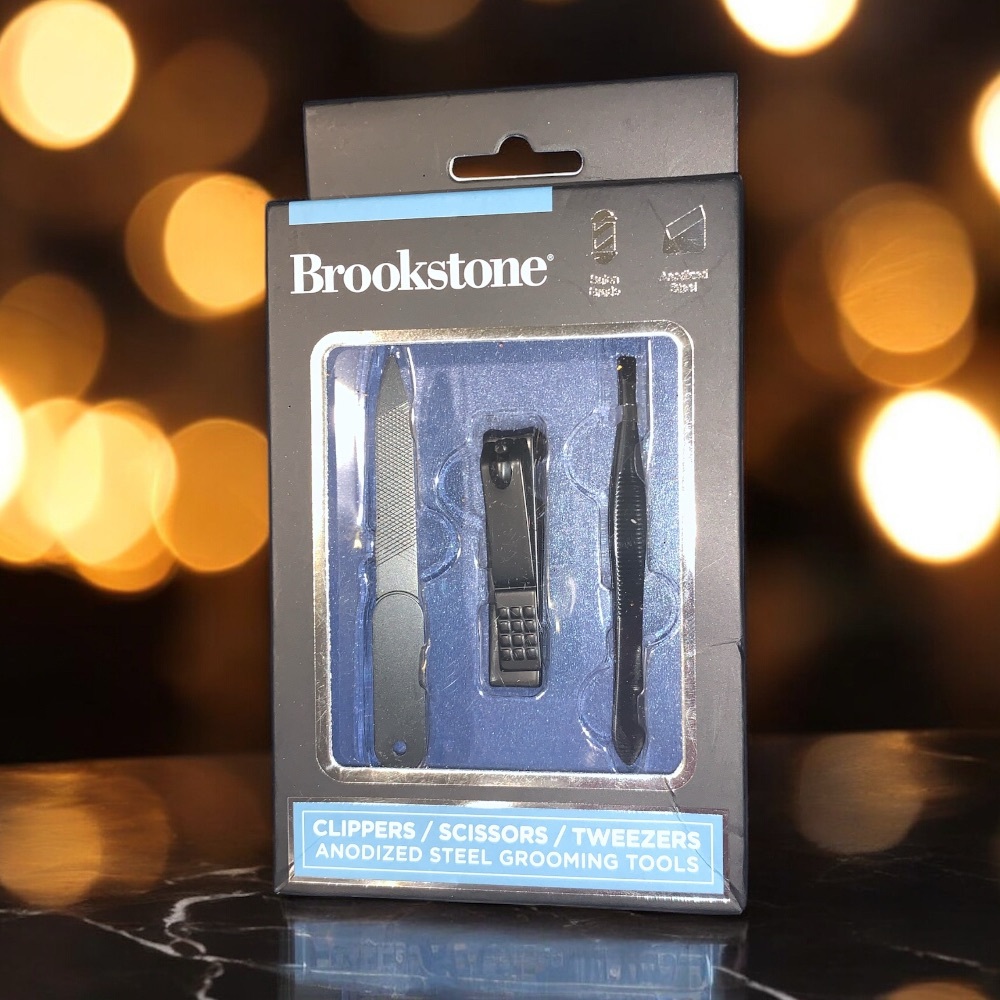 3pc Brookstone Black Grooming Kit